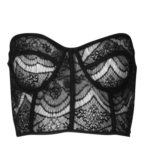 Lace Bustier Bandeau Crop Top - Picture 3 of 4
